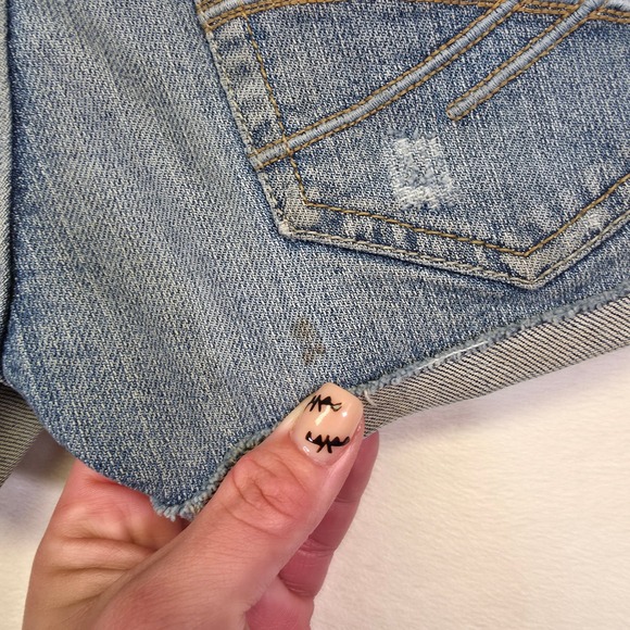 Aeropostale Micro Mini Shorts Women 2 Blue Distressed Denim Low Rise Y2K Classic - Picture 10 of 14